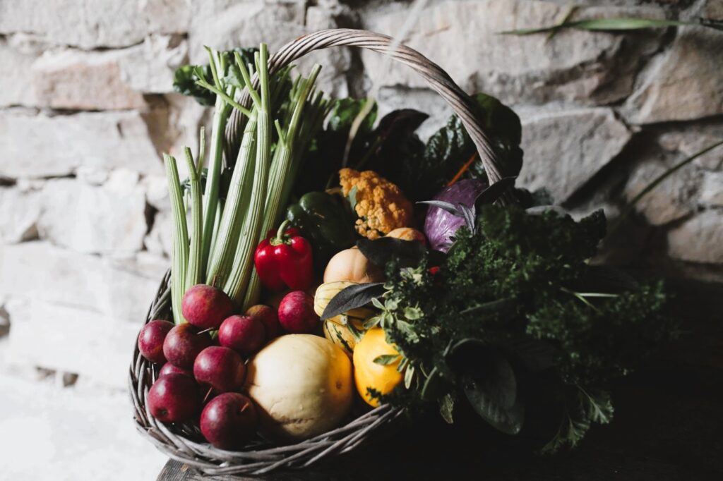 Basket of fresh vegetables